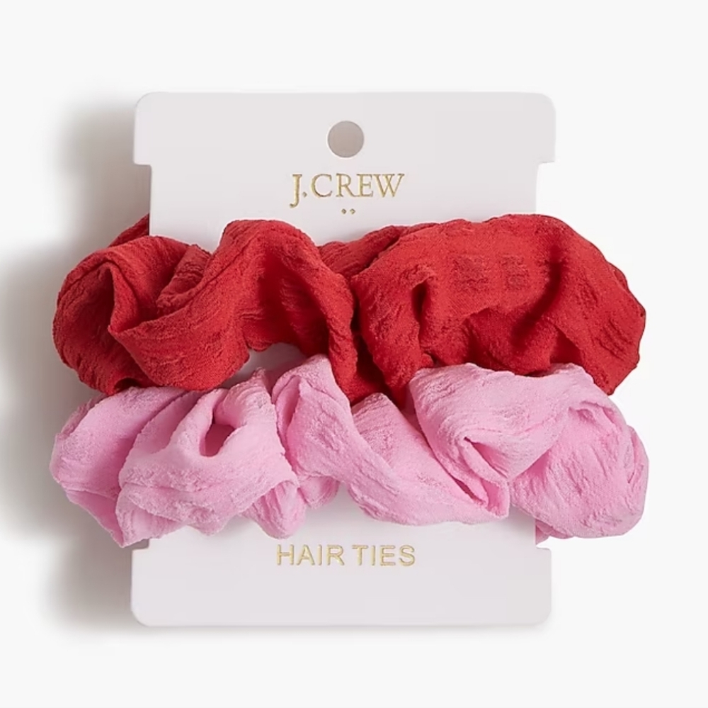 J. Crew Factory - Pack of 2 Textured Scrunchies - Red & Pink